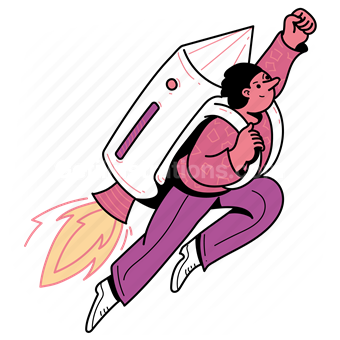 jetpack, launch, start up, man, fly, flight